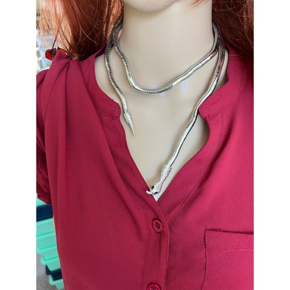 Silver snake necklace choker chunky big statement oversized large necklace cobra - Picture 8 of 8